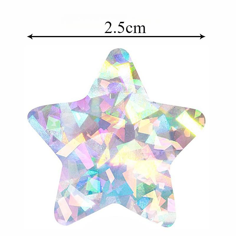 500 Aufkleber/Rolle, Pentagramm, Laseraufkleber, Funkelnd, Sternaufkleber, Wasserdicht, Selbstklebend, Selbstklebendes Etikett