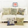 Vintage Ocean Map Pattern Cushion Cover Retro World Nautical Maps Cotton Linen Sofa Decoration Throw Pillow Case Cojines