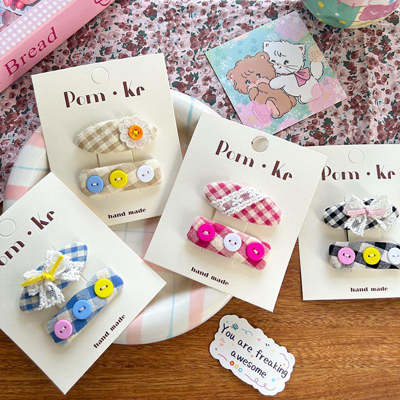 Plaid Bow Flower Hair Clip for Kids
