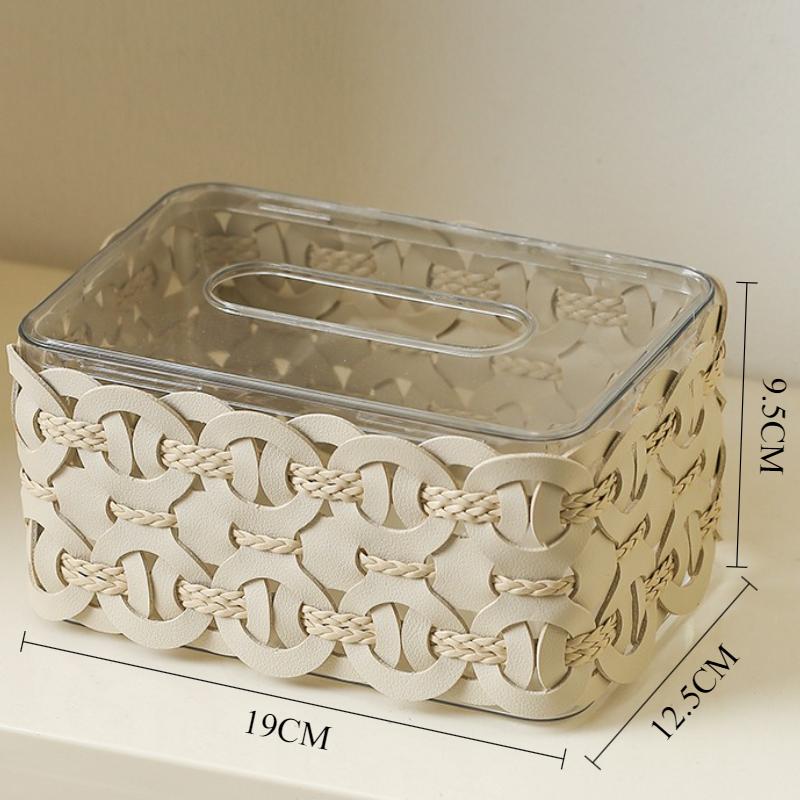 

Leather Tissue Box Acrylic Luxury Minimalist Tissue Case Rectangular Aesthetic Boxes Napkin Organizer Home Kitchen Accessories бежевий