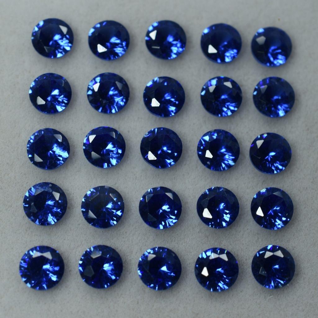 20 Pcs Natural Blue Sapphire Round Ring & Jewelry Gemstone CERTIFIED Lot 5x5 Mm Y-62150524