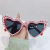 Pearl Frame Cat Eye Eyewear UV400 Protection Beach Party Sun Glasses Heart-shaped Goggle  90s Style