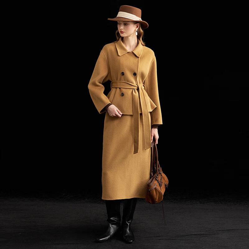 Wudao Women's Wool Coat with Belt