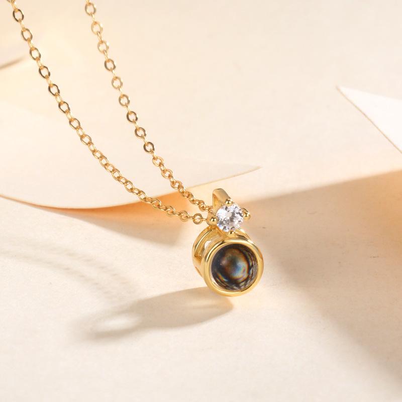 Women's Classic Copper Fashion Jewelry Simple Link Chain Pendant Necklace with Personalized Projection Photo Gift