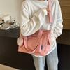 Large Capacity Canvas Bag Women's Transparent Handbag Student's Book Crossbody Tote Bag