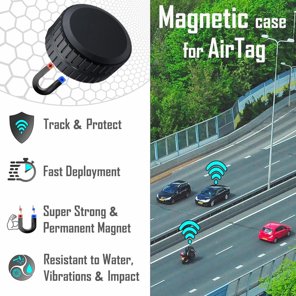 Ultra Strong Case For AirTag Waterproof Shockproof Magnetic Hidden Tracking Protective Cover for Car Bike Truck Motorcycle