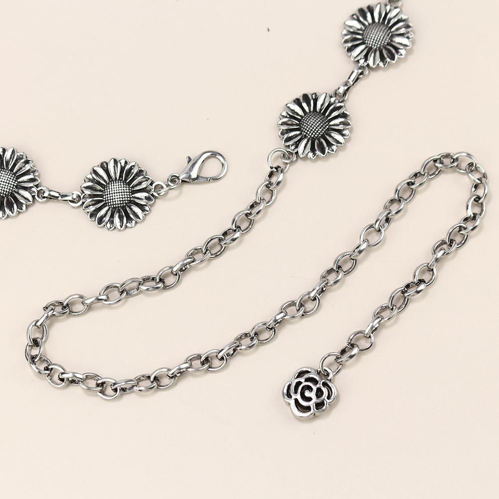 Waist Chain Women'S High Sense Women'S Retro Sunflower Summer With Skirt Metal Chain Belt