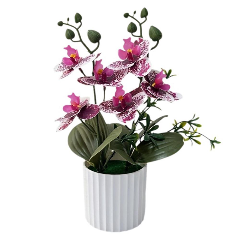 Multicolor Butterfly Orchid Artificial Flower Plastic Faux Moth Orchid Potted  Desktop Oranemnt