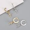 Diamond-Studded Unisex Cross Hip-Hop Ear Cuffs - European & American Style Zircon Hoops
