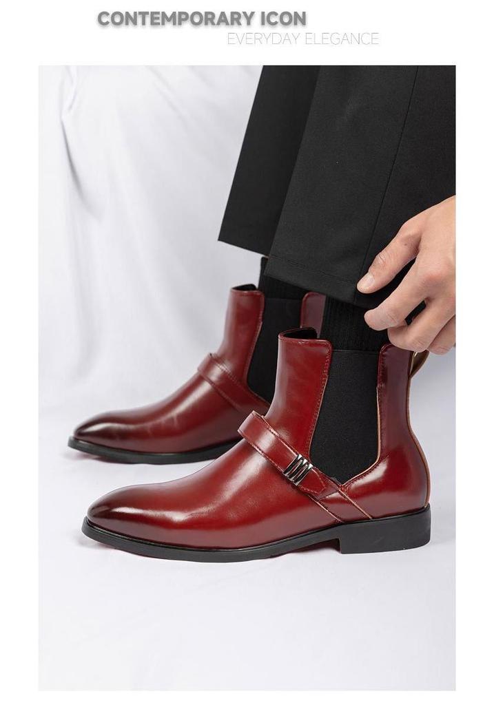 Men's British Style Plus Size Chelsea Boots - High-Top, Slip-On, Pointed Toe, Fashion Leather Motorcycle Martin Boots