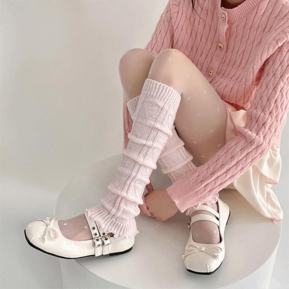 Lolita Fashion Stacked Socks Knitted Foot Cover Leg Cover Socks Warmth Knee Socks For Women Girls