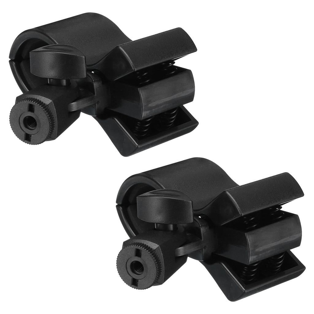 uxcell Microphone Holder, O.D. 32mm - 60mm Plastic Interface, Microphone Holder Clip with 14" Plastic Adapter for Lavalier Microphones, Black, Set of