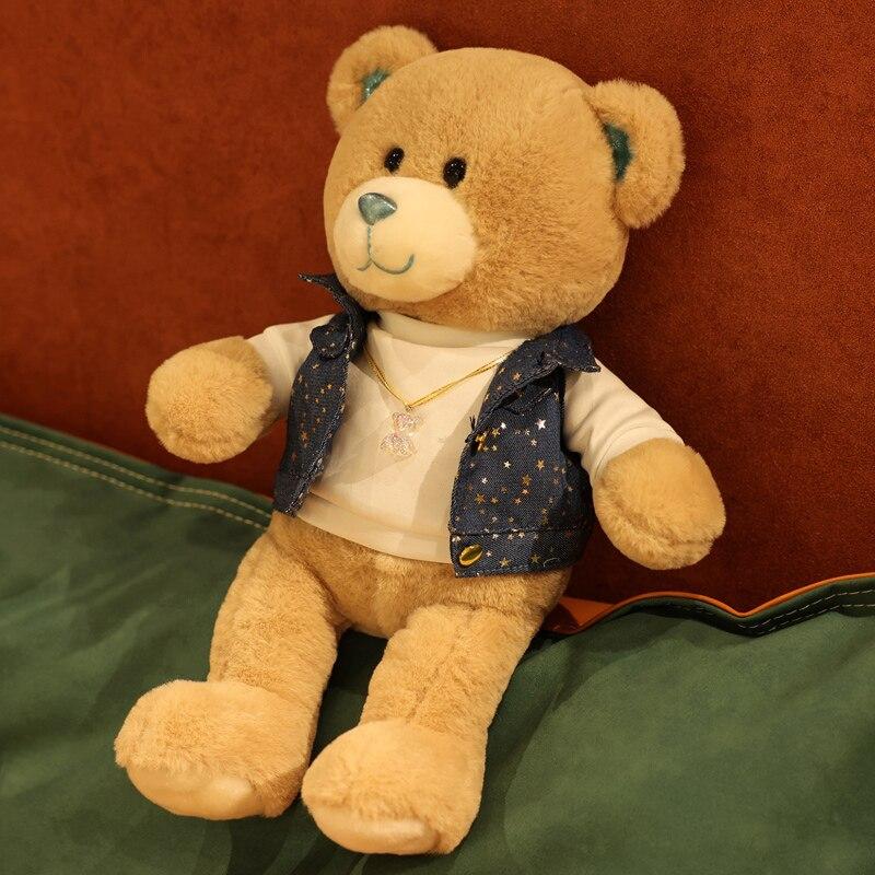 1pc 32 /40cm Stuffed Kawaii Soft Vest Teddy Bear Plush Toys Cute Animal Bear With Clothes Dolls Lovely Gift Pillow For Baby Kids