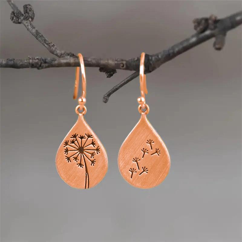 Earrings, Retro Simple Water Drop Ear Hooks, Dandelion Earrings For Women