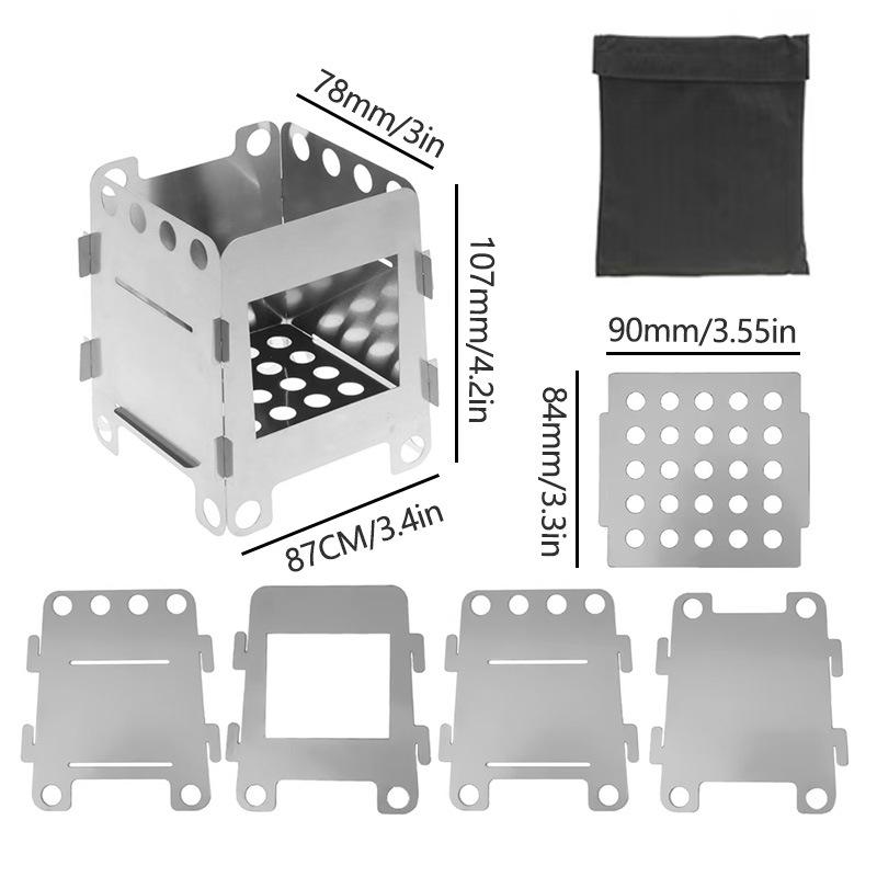 Camping Titanium Stove Lightweight Folding Wood Burning Stove Portable Outdoor Pocket Stove Backpack Style Cooking