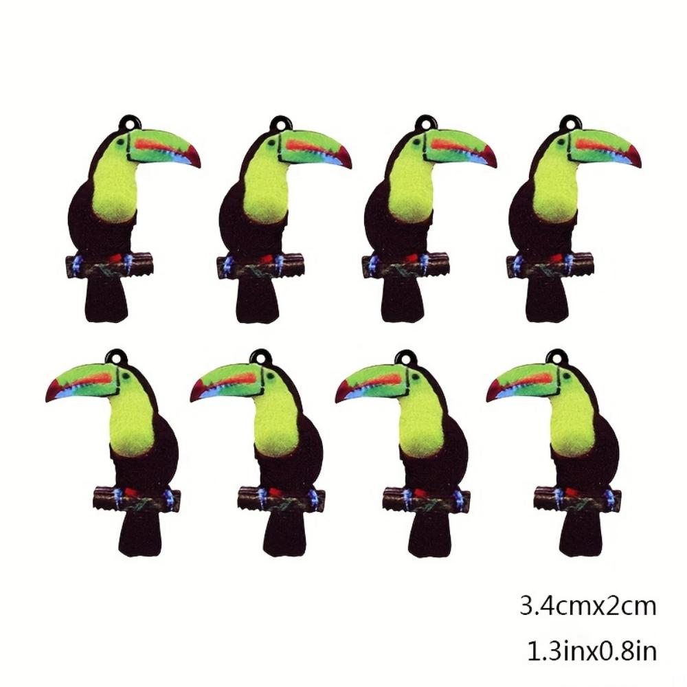 8 Pieces Animal Theme Acrylic Pendant Cute Pigeon Owl Parrot Eagle Hummingbird etc Shape Charm Beads DIY Jewelry Bracelet Necklace Making Kit