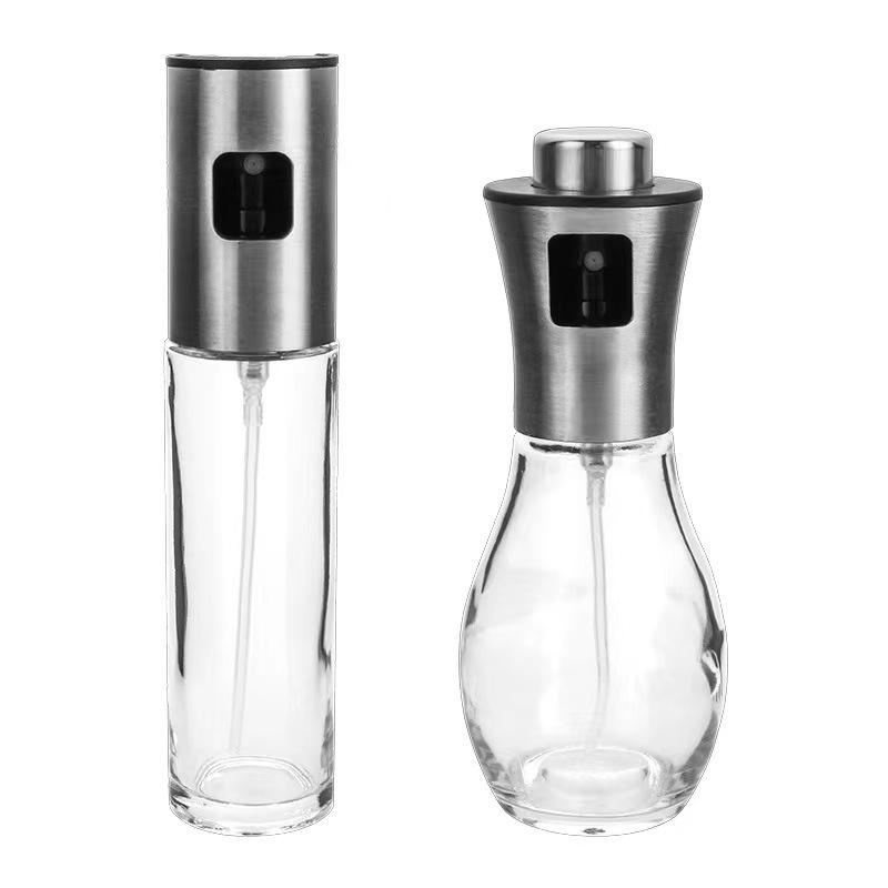 304 Stainless Steel Press-Type Oil Sprayer and Glass BBQ Spray Bottle
