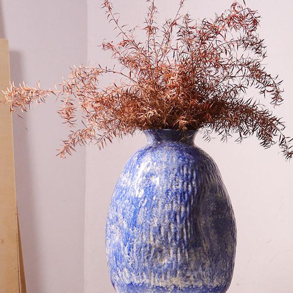 Nordic Minimalist Blue Ceramic Vase for Living Room Flower Arrangements