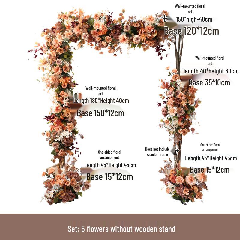 Retro Brown Floral Silk Flower Wall Hanging for Weddings and Events