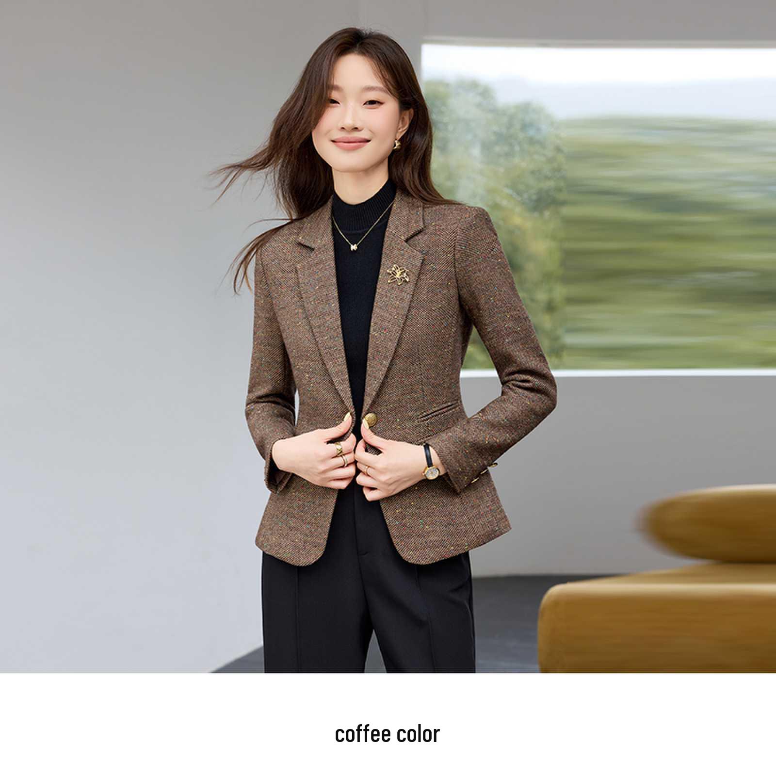 

Petite Slim Fit Women s Gray Suit Jacket - Spring/Autumn 2026 Street Style XXXL