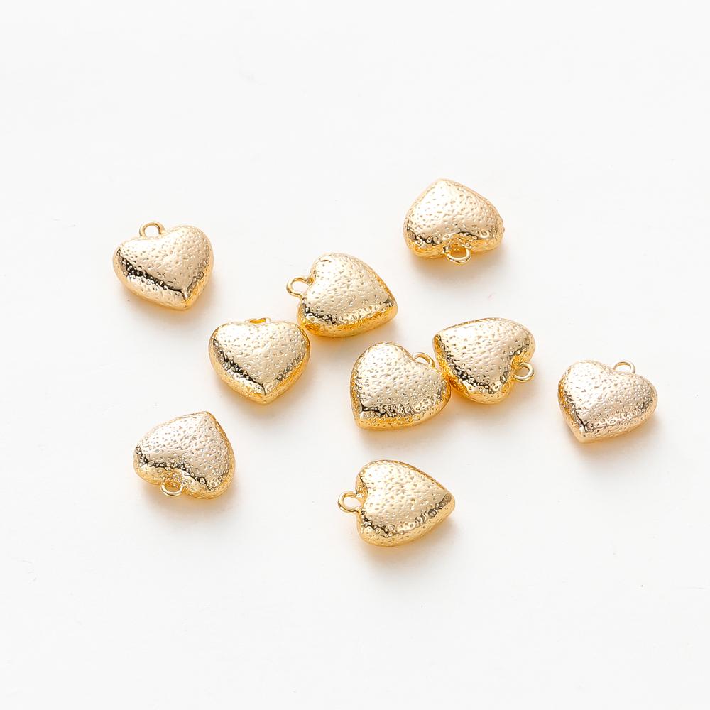 4pcs 12MM 18K Gold Color Brass Heart Charms Pendants Jewelry Making Supplies Diy Bracelet Necklace Earring Findings Accessories