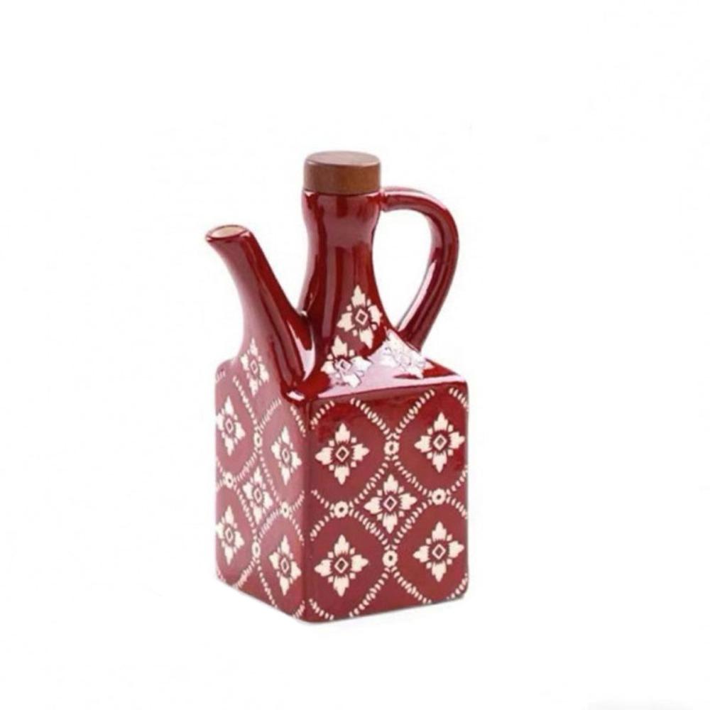 Handle Ceramic Oil Pot Ceramic Household Olive Oil Pot Oil Bottle  Kitchen Accessories красный