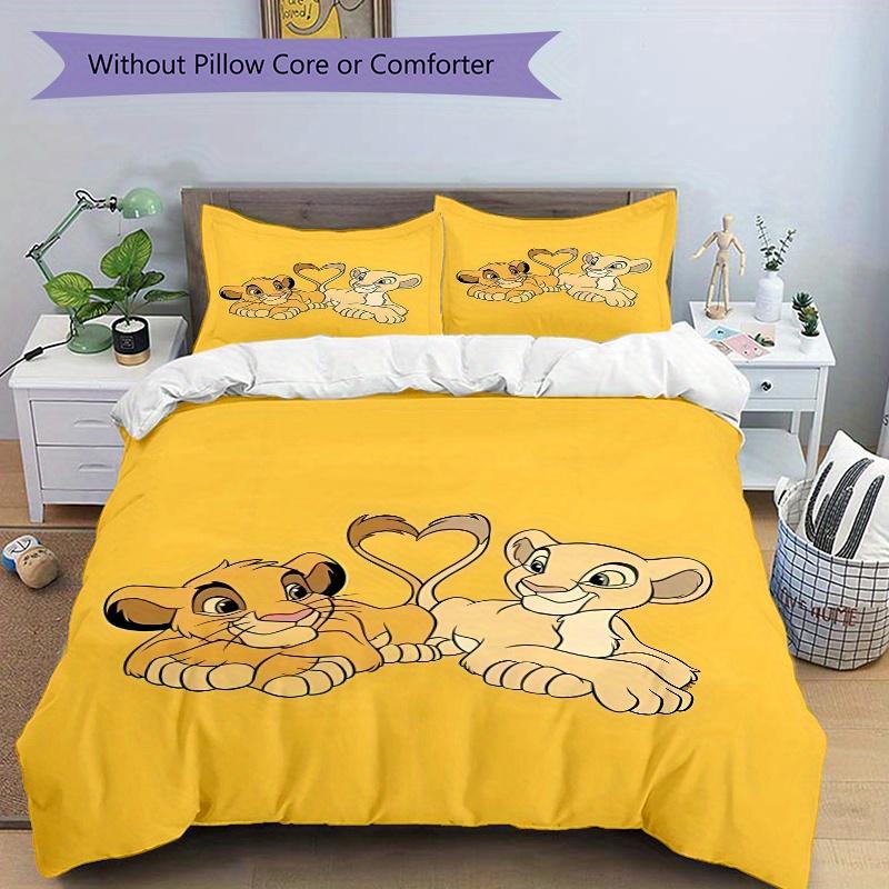 3pcs Lion King Simba & Nala Heart Shaped Tail Quilt Set Soft and Comfortable Bedroom, Guest Room and Dorm Decor Bedding Set W063