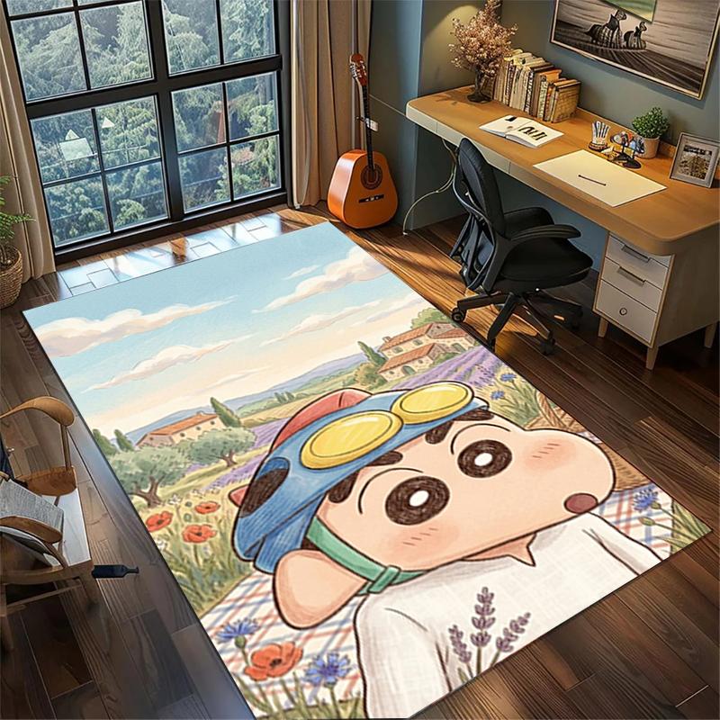 Crayon Shin-chan Large Bedroom Rug Non Slip Washable Area Carpet Gamer Room Decor