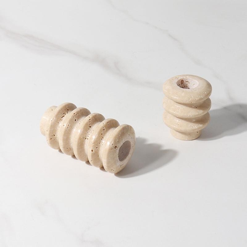 Pack of 2 Natural Stone Candle Holders Minimalist Design Taper Candlestick Holders for Living Room Decors and Event