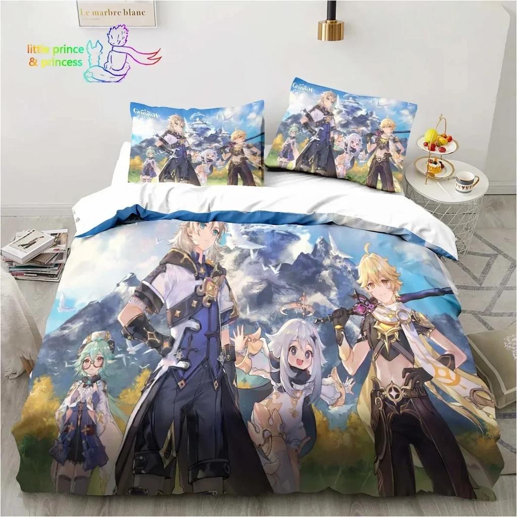 Genshin Impact Anime Bedding Set 3D Printed Suitable For Bedroom Duvet Cover Set With Pillowcases Kids Home Textile