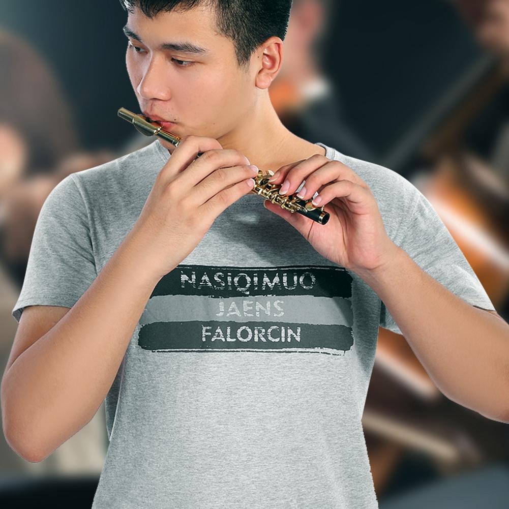 Piccolo Ottavino Half Size Flute Plated C Key Tone with Padded Box Case (Golden)