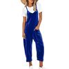 Women's V-Neck Sleeveless Color Jumpsuit with Large Pockets Loose Fit Casual