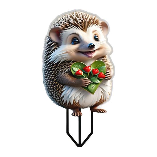 Cartoon Hedgehog Garden Stake Decoration, 2D Acrylic Animal Yard Sign, Outdoor Courtyard Lawn Pathway Animal Shape Ornament