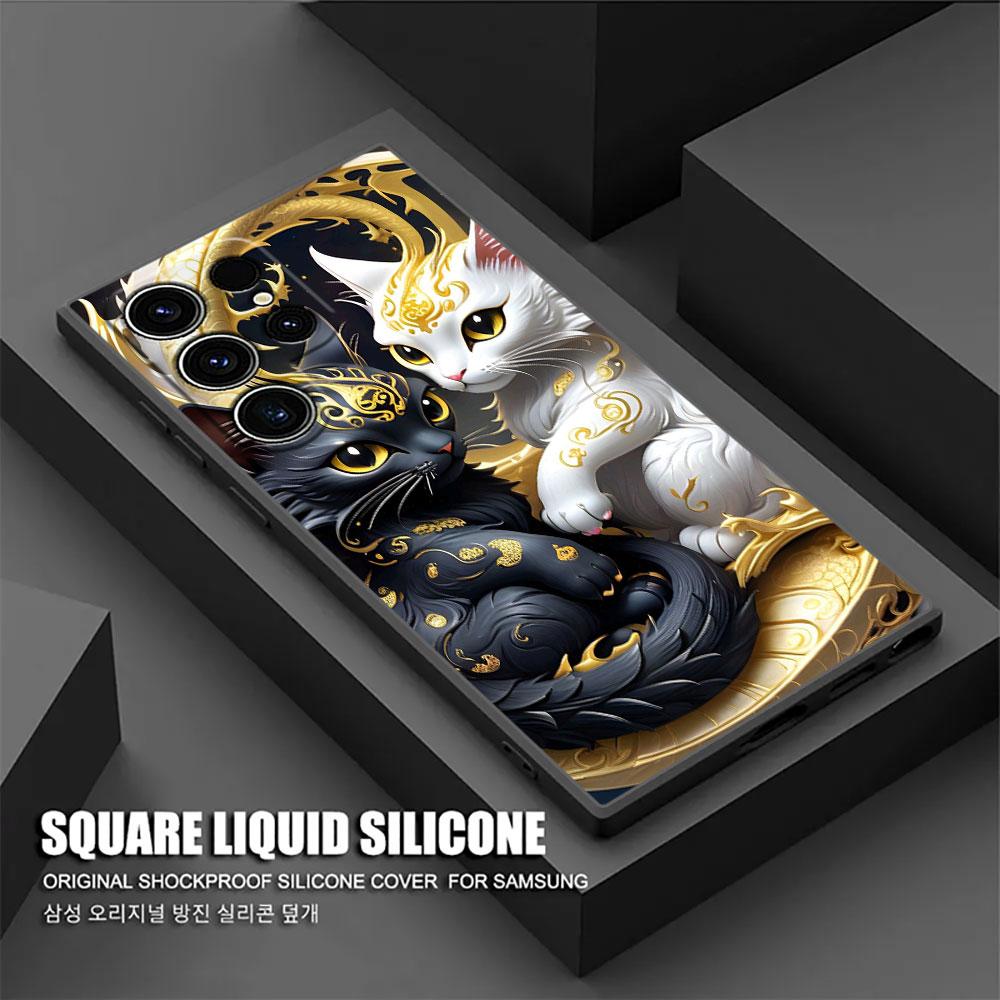 Cute Black White Dragon S26Ultra Case For Samsung Galaxy S26 S25 S24 S23 S20 S21 FE S22 Ultra S25 Plus 5G Cases Soft Phone Cover