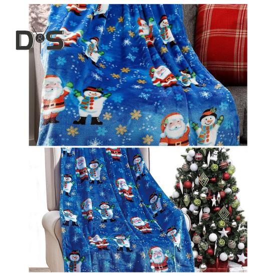 Winter Christmas Blanket Snowflake Elk Printed Thickened Plush Machine Washable Office Nap Dormitory Home Bed Sofa Travel Cozy Warm Blanket