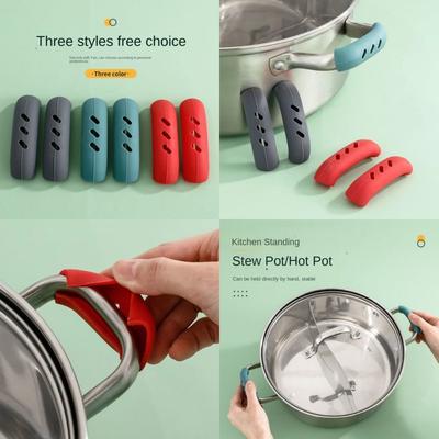 2PCS New Silicone Pan Handle Anti-Ironing Sleeve Heat-Resistant Anti-Ironing Iron Pan Wok Ears Gloves Durable Handle Sleeve
