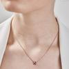ELLE Smycken 14K GP Rubin Blomma Enkelt Halsband ELBRNN222