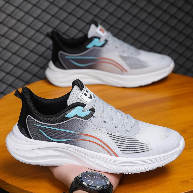 

Мужская обувь для ежедневных пробежек, спортивная обувь, дышащая сетчатая обувь на шнуровке, легкая, универсальная, повседневная обувь, студенческая 44 серый