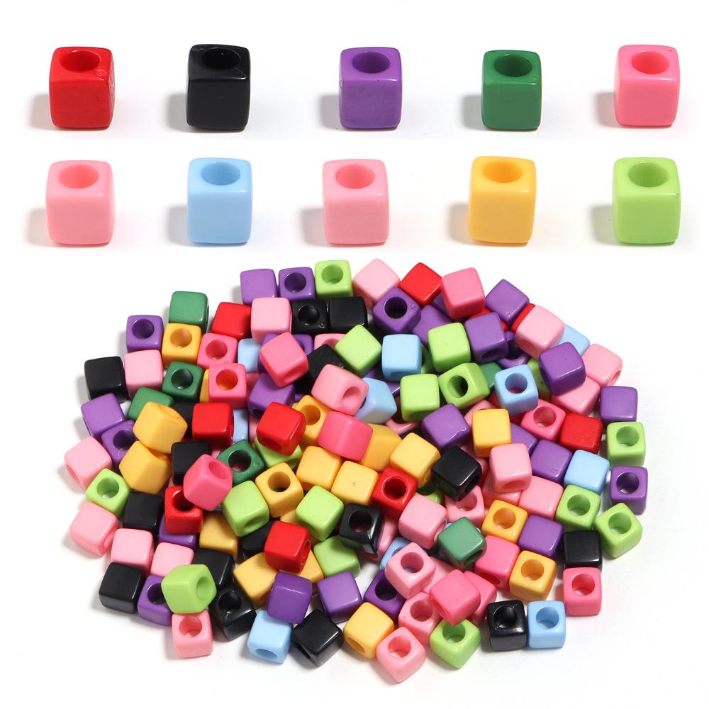 100pcs Acrylic Square Beads 7mm Solid Color Loose Spacer Bead for DIY Bracelet  Necklace Phone Chain  Handmade Beaded Supplies