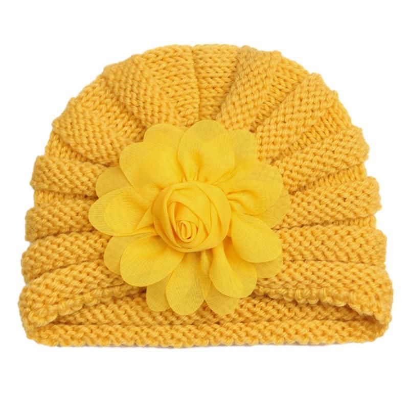 Autumn and winter new baby wool flower hat, children's warm flower pullover hat, baby hat