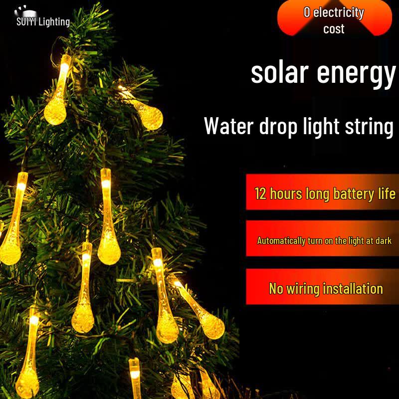 Solar LED Water Drop String Lights
