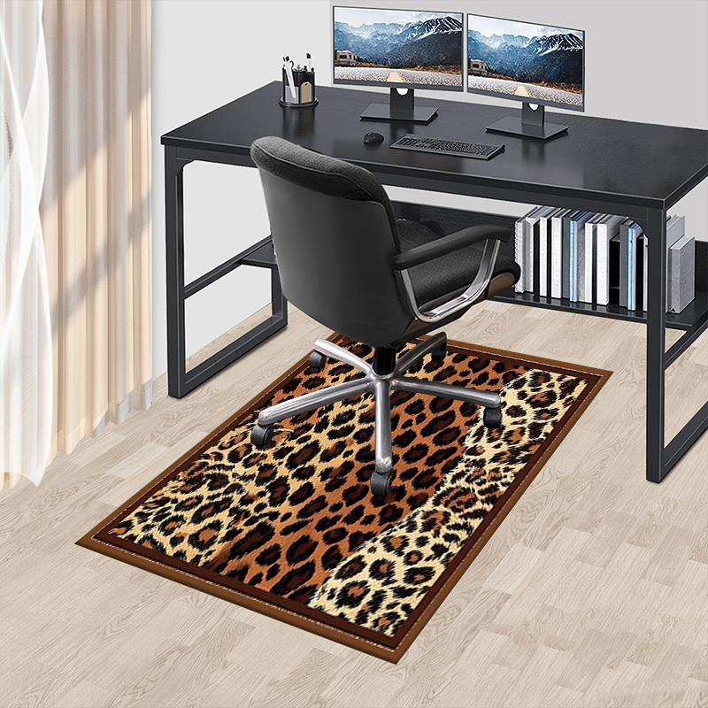 1 Stück Leopardenmuster rutschfester Teppichboden, Büro, Familie, Schlafzimmer, Studio - Großer Teppich, Dekorationsmatte, Langlebiges Material-C0444