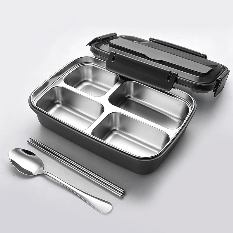Multi-Compartment Stainless Steel Bento Box - No Flavor Mixing, Microwave Safe, Ideal for Students and Office Workers, Portable Lunch Solution
