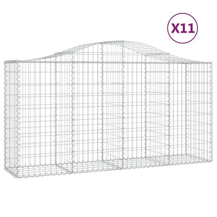 VidaXL Curved Gabion Baskets 11 Pcs 200x50x100/120 Cm Galvanized Iron, Gabion, Gabion Cage, Gabion Wall Basket, Wall 3145649