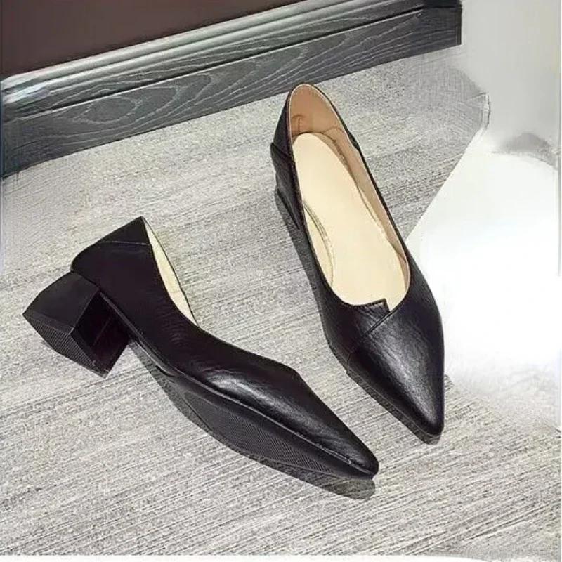 2026 New Pointed Mid Heel Women's Shoes Shallow Mouth Single Shoes Women's Fashion High Heel Women's Shoes