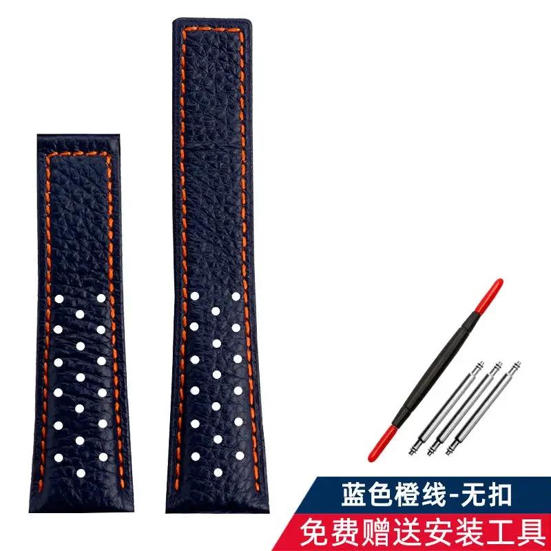 Genuine Leather Watch Band For TAG Heuer MONACO CARRERA CAW211R/P Watchband lychee print cowhide Strap men's Bracelet 22mm