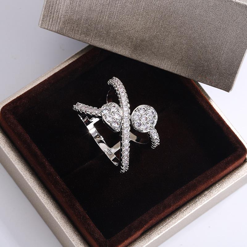 Personnalité Européenne et Américaine Simple Micro Pavé Diamant Tempérament Exagéré Bague Index Accessoires Bague Femme