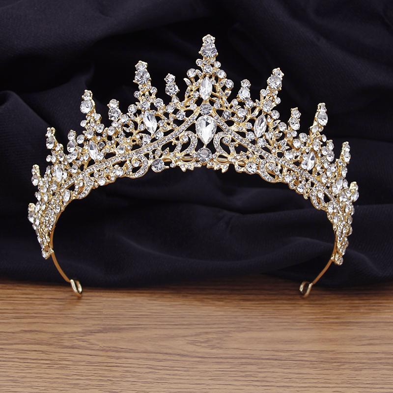 Couronne de Mariage en Cristal de Luxe Reine Royale Concours Serre-têtes Tiaras de Mariée Coiffe Couronne de Mariée Bijoux de Cheveux Accessoires de Tête