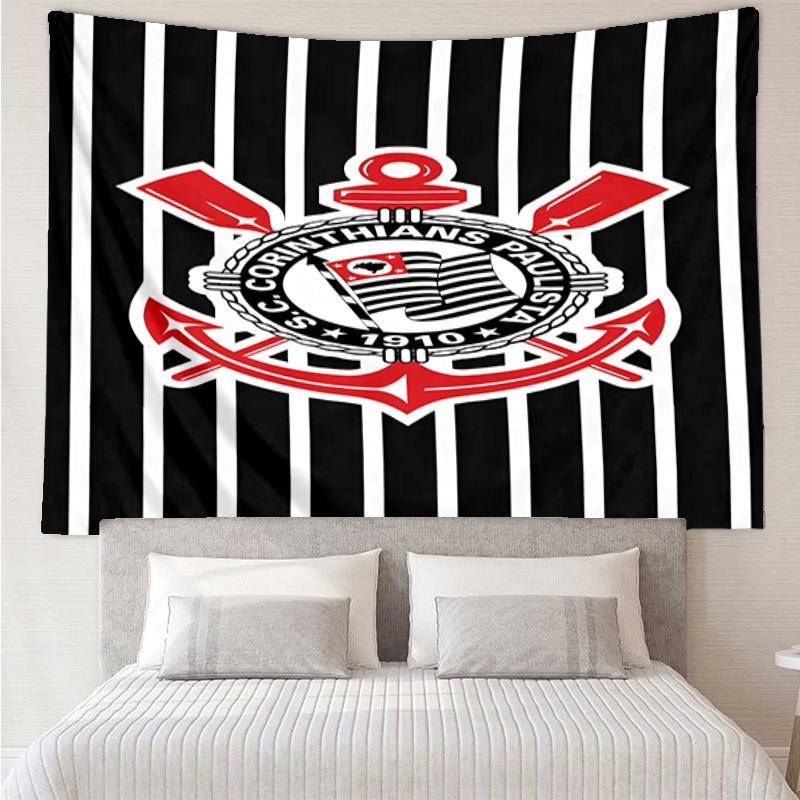 1PC Sport Club Football Crest Printed Tapestry Room Decoration Wall Hanging for Living Room Bedroom, dormitory, Birthday and Christmas gifts