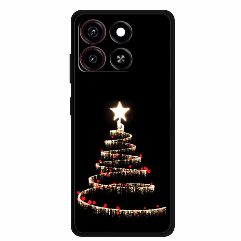 Christmas Cover For ZTE Blade A35 A55 Case Black Silicone Cases for ZTE Blade A55 Cartoon Santa Claus Christmas Tree Back Cover